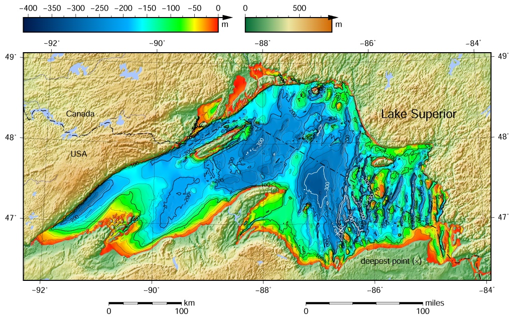 Lake Superior bathymetry map