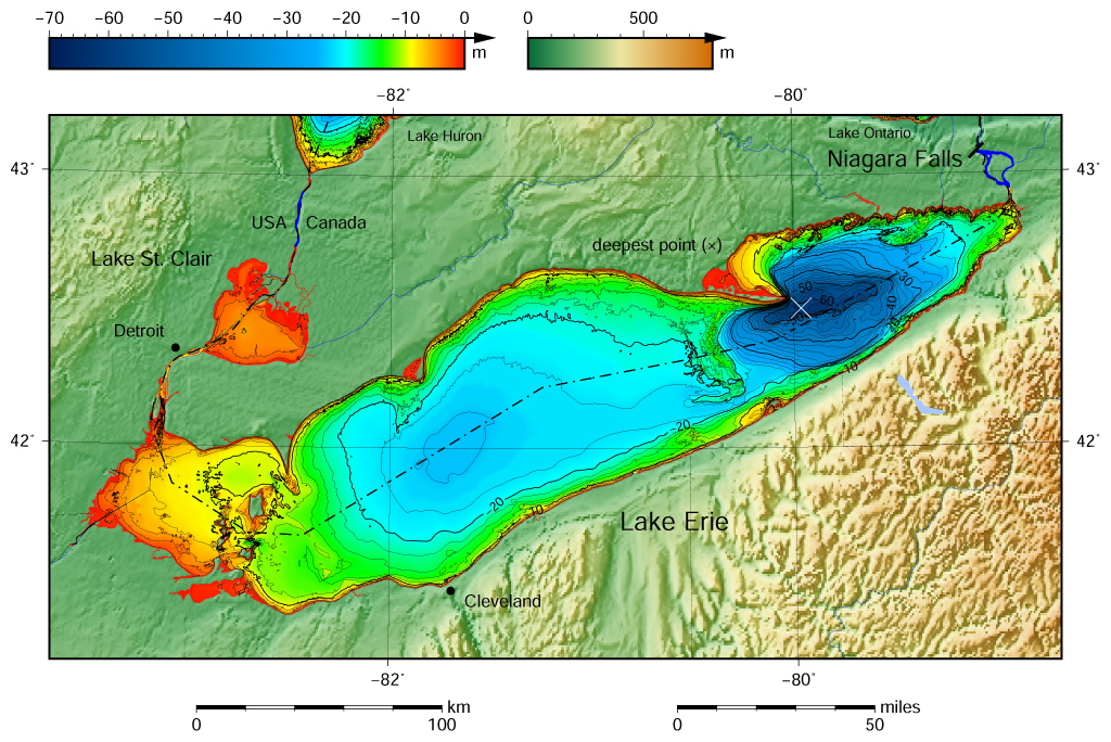 Lake Erie depth map