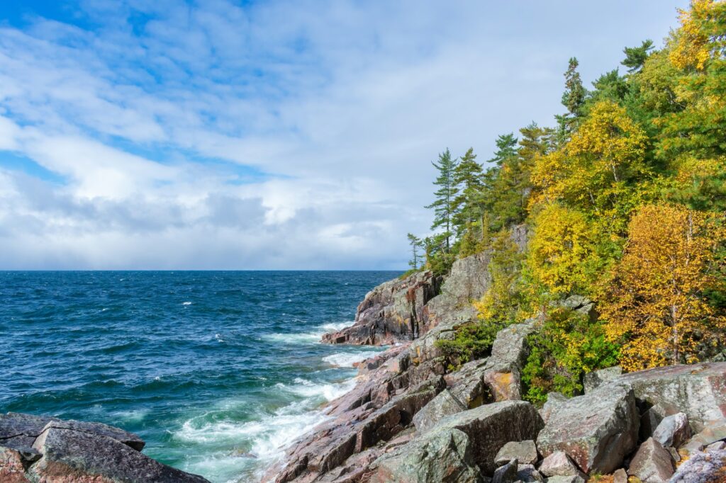 Coastline of Lake Superior on a beautiful autumn day