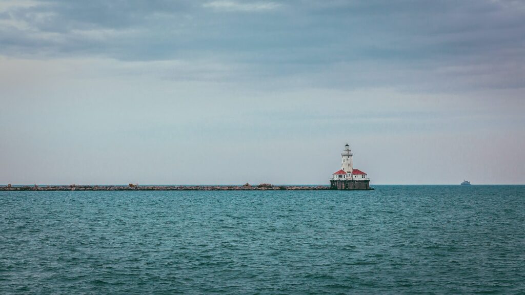 Light house on Michigan Lake in Chicago.