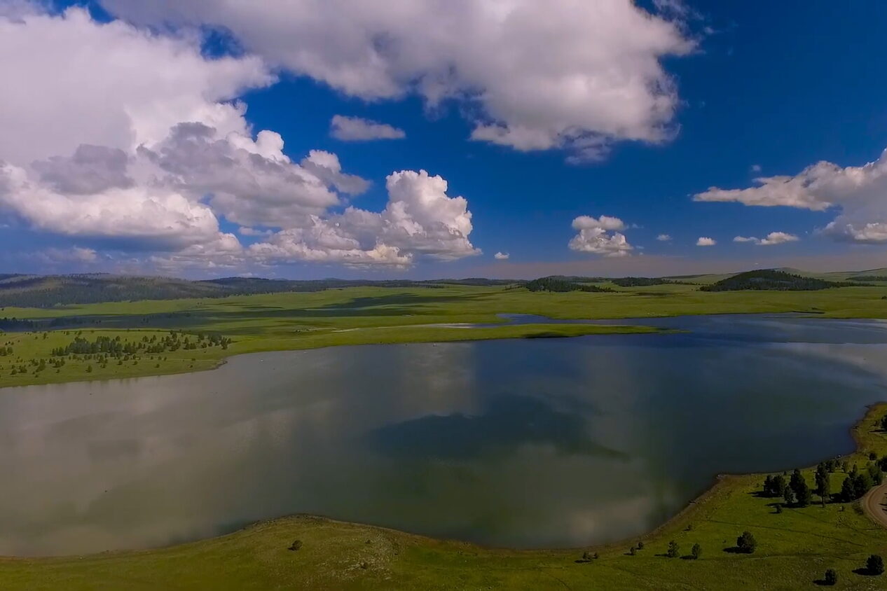 Big lake drone view
