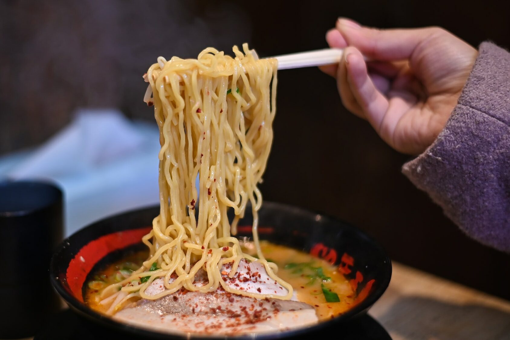 Delicious ramen in Japan with chopstick.