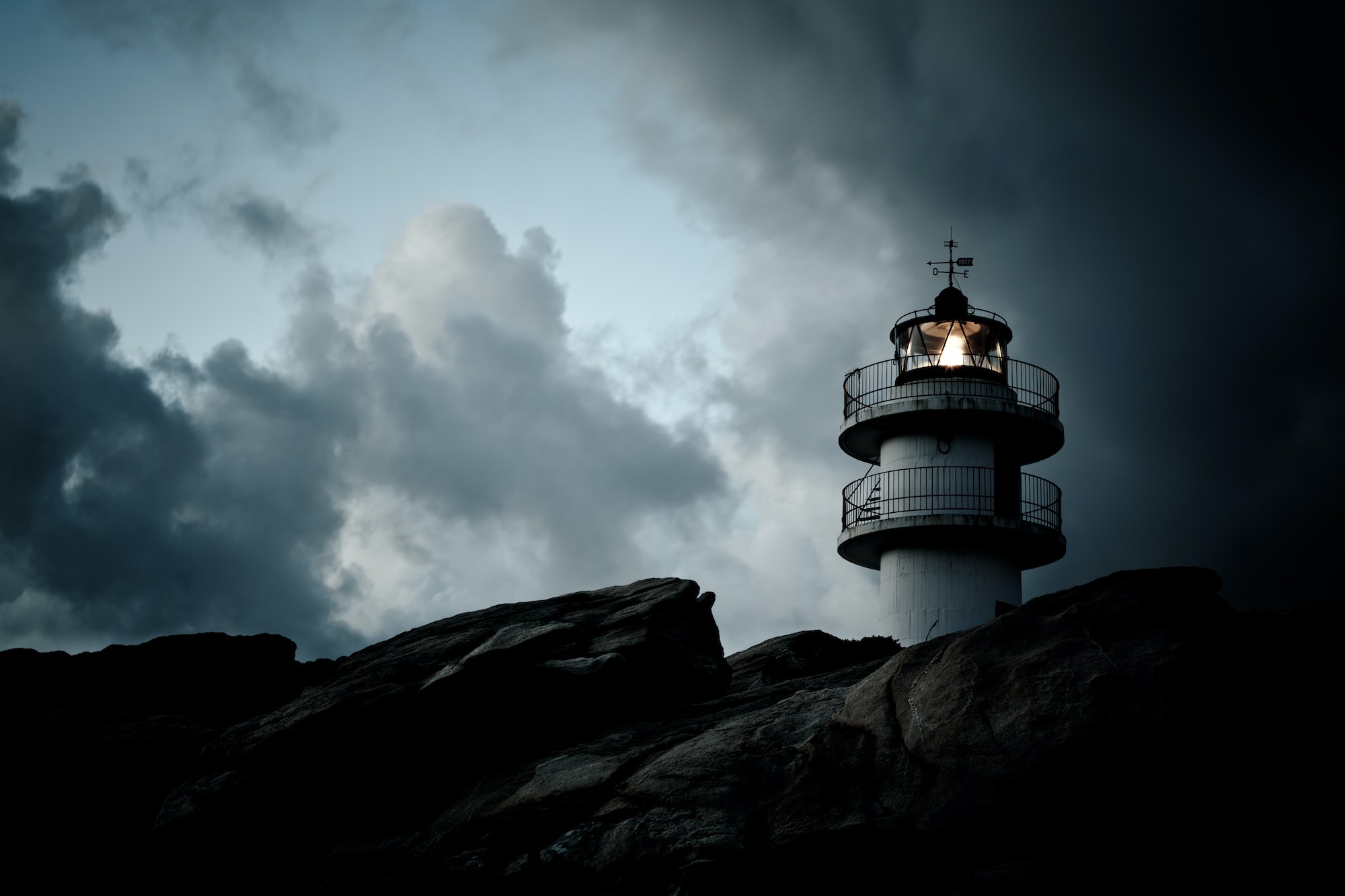 Working Lighthouse at Bad Weather