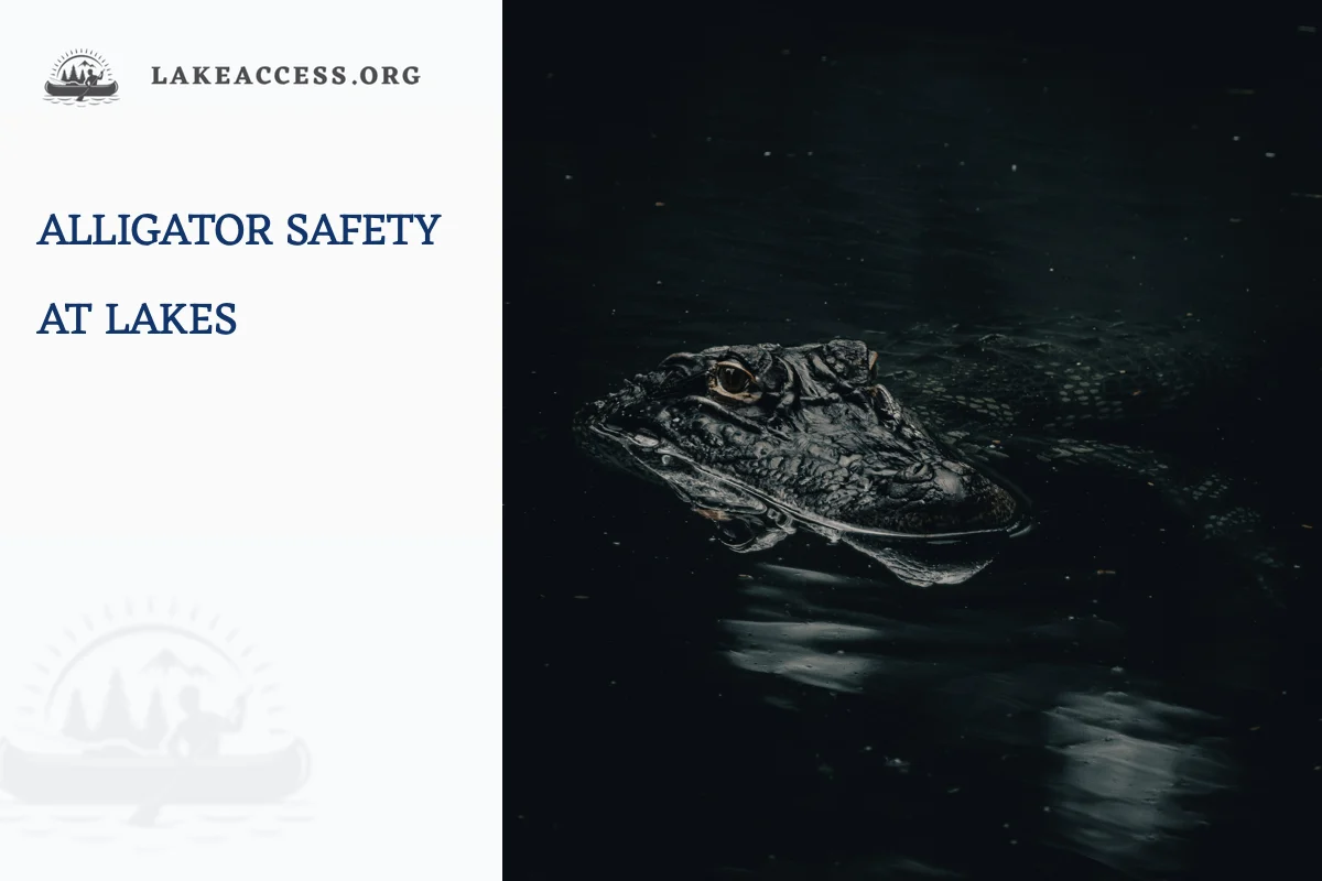 American alligator swimming in open water, used as representative licensed wildlife photography for lake alligator safety.