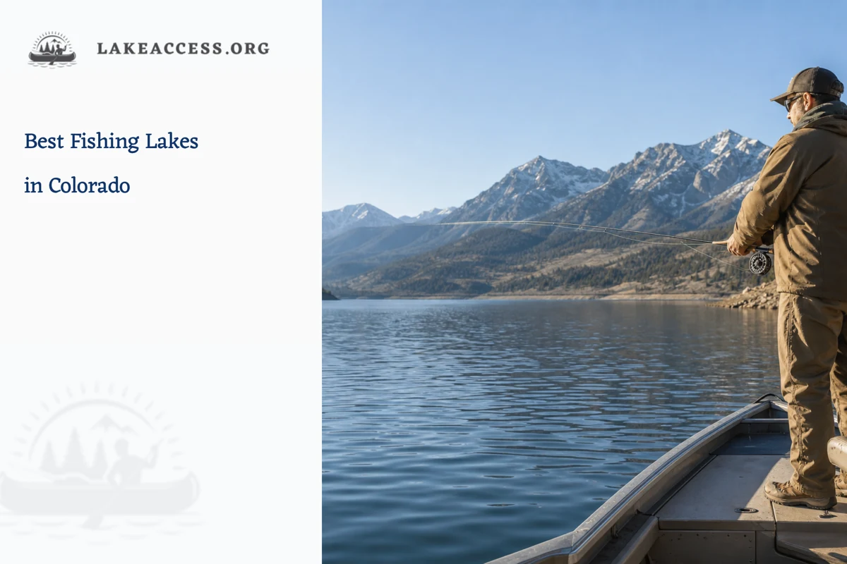 Representative angler fishing from a small boat on a high-elevation Colorado reservoir.
