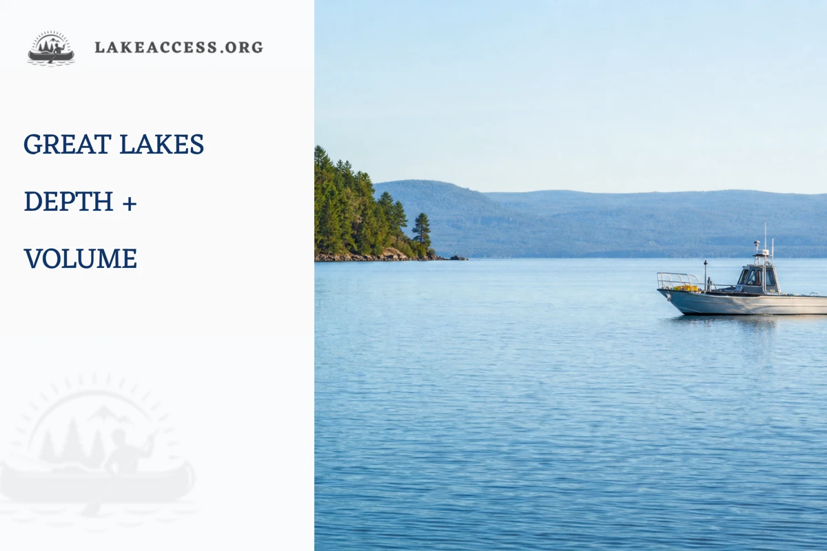 Representative research boat on a broad freshwater lake used to illustrate Great Lakes depth and volume.
