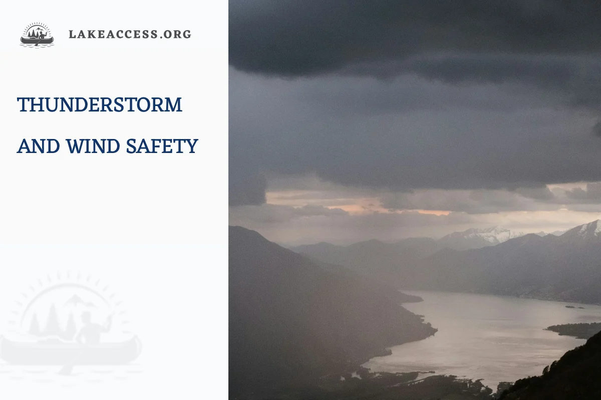 Dramatic storm clouds over a lake and mountains, representing the need for early shelter and wind planning at a campground.