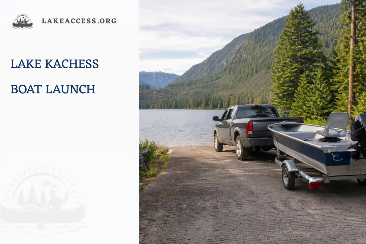 Representative boat and trailer at a forested mountain-lake launch.