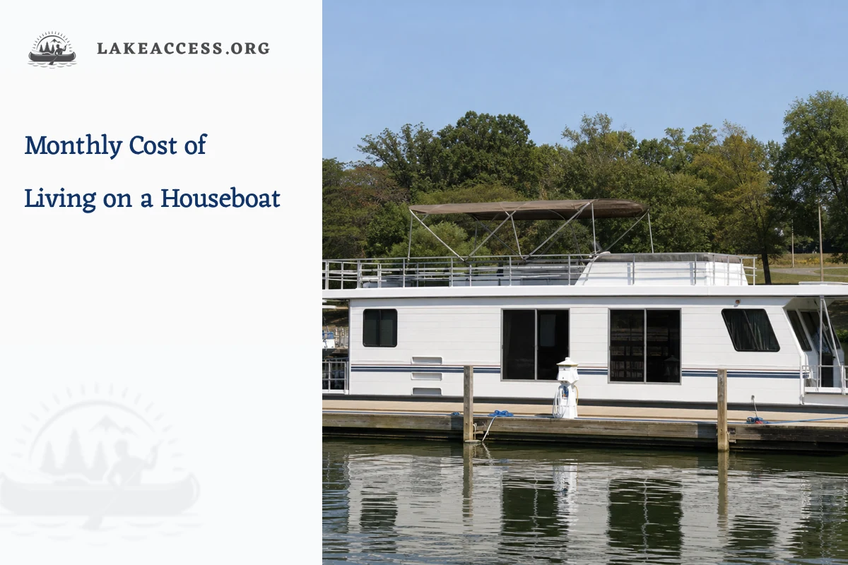Representative houseboat moored at a practical freshwater marina slip.