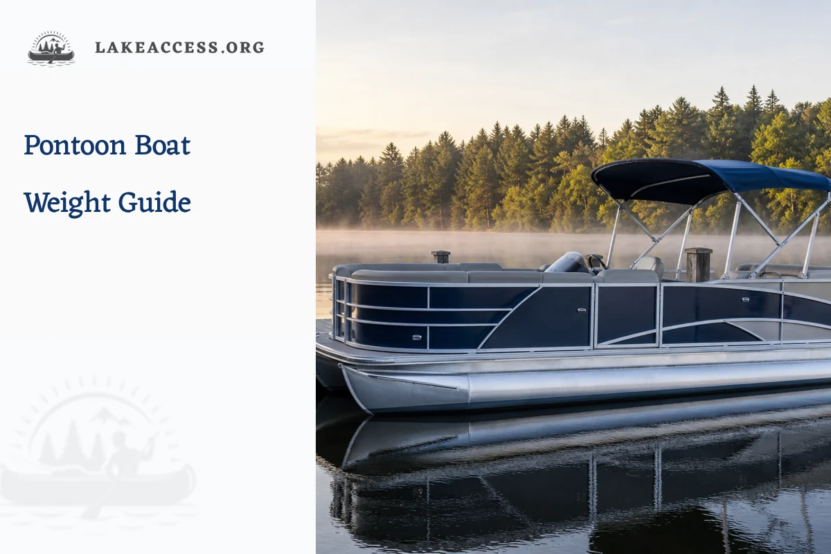 Representative modern pontoon boat resting beside a calm freshwater lake dock.